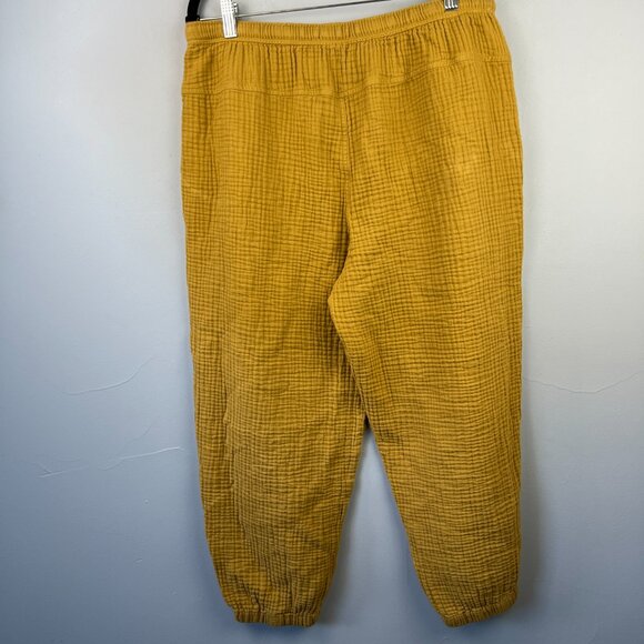 Madewell Lightspun Pull-On Mid-Rise Joggers Size L Crinkle‎ Waffle Earthen Gold - Picture 9 of 11